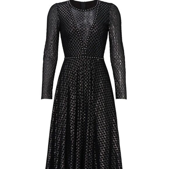 NISSA Dresses & Skirts - NISSA Black Printed Tulle Midi Dress US 10